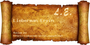 Lieberman Ervin névjegykártya